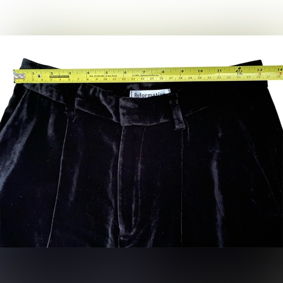 Reformation Velvet Black Wide leg Trousers Size 4P - Picture 5 of 12
